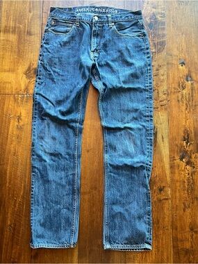 34x34 American Eagle Outfitters Men's slim Straight Jeans - Blue Denim